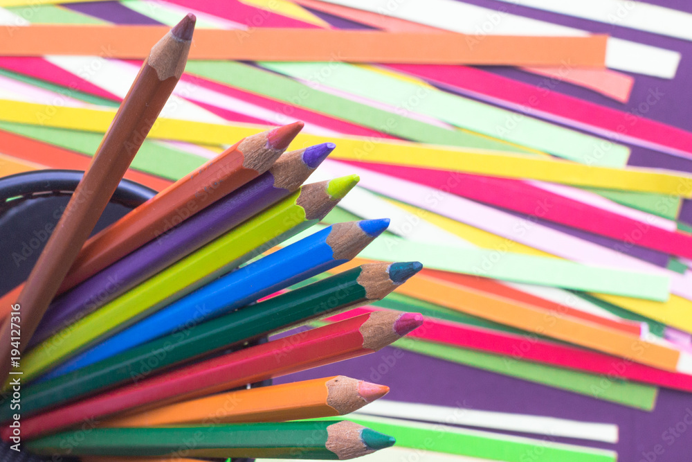 Fototapeta premium Color pencils on a bright background