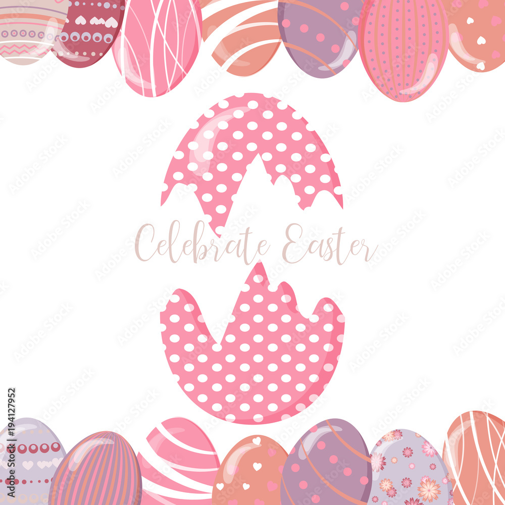 Set of cute Easter bunny, Easter eggs and flowers Set of cute Easter bunny, Easter eggs and flowers