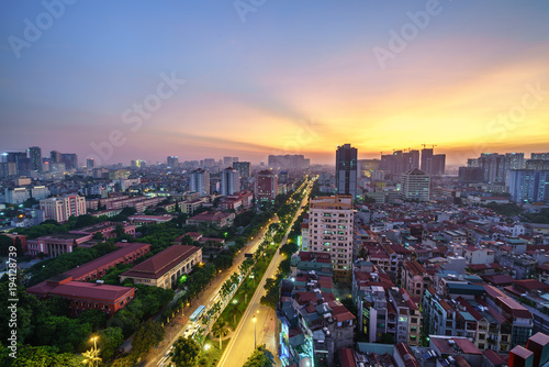 Aerial view of Hanoi cityscape at Hoang Quoc Viet street, Cau Giay district, Hanoi