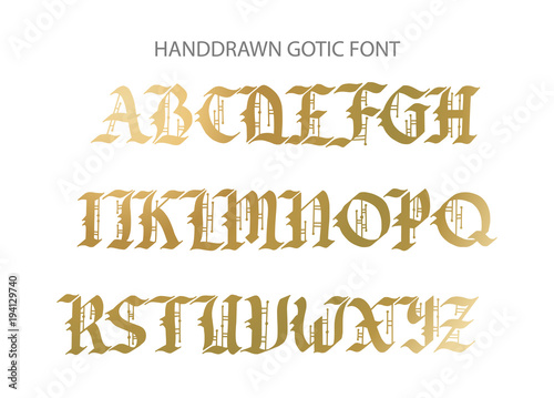 Blackletter gothic script hand-drawn font.