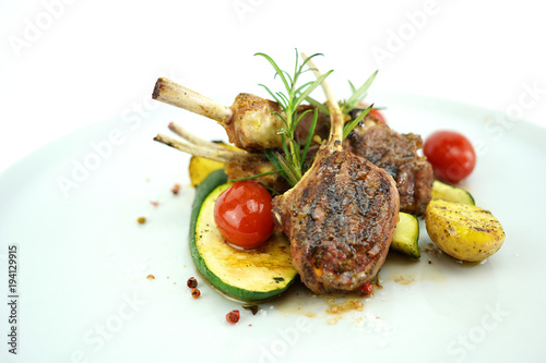 Grill pork ribs with zucchini