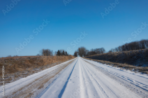 Winter farm road