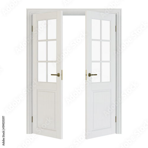 D Interior doors isolated on white background. 3D rendering.