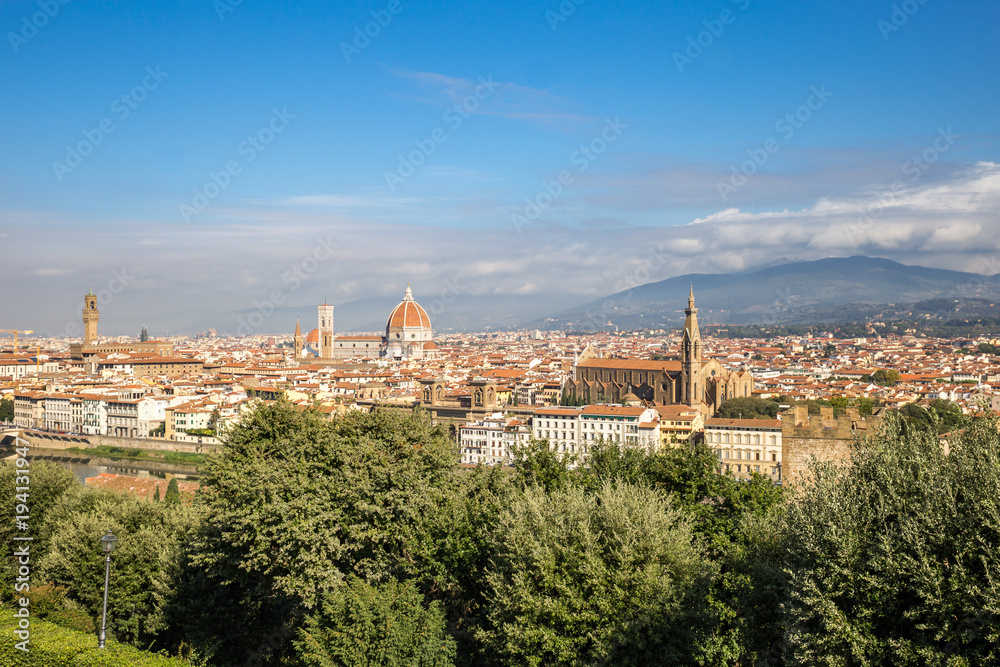 Aerial View of Florence with Cathedral of Saint Mary of Flower, Italy, Europe