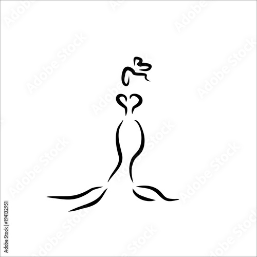 bride icon vector lines illustration