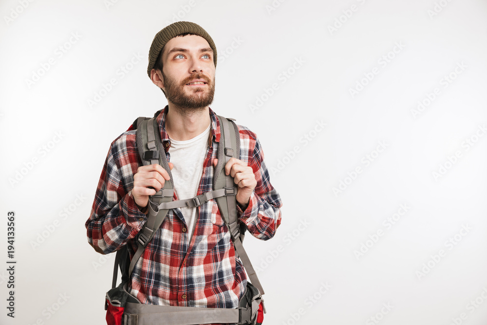 Portrait of a happy bearded man in plaid shirt Portrait of a happy bearded man in plaid shirt