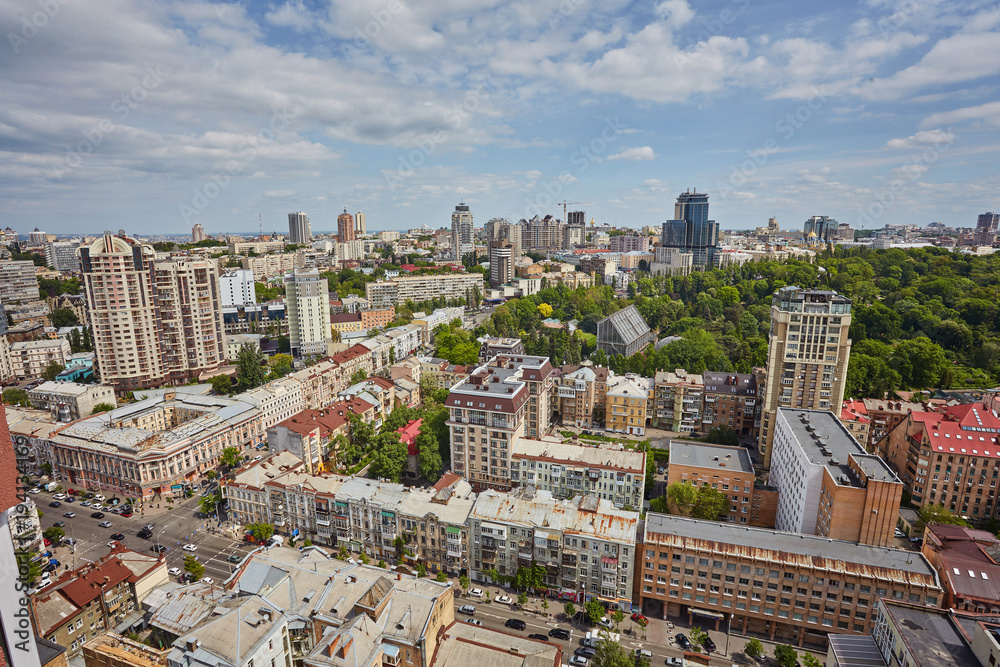 aerial view of cars and people