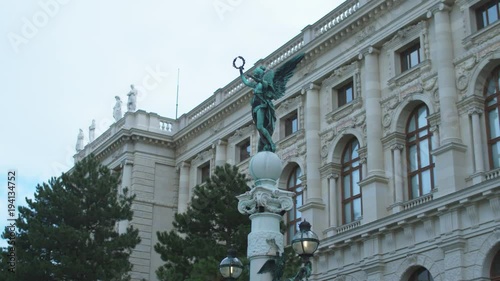 Monuments of architecture in the Renaissance style. Palaces, columns, memorials. Vienna, Austria. Dolly shot photo