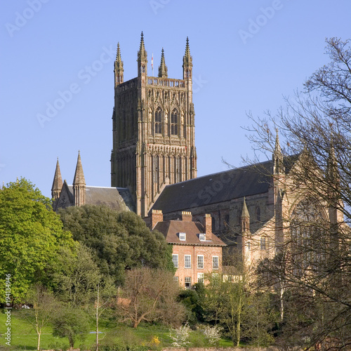 England, Worcestershire, Worcester, the cathedral in spring sunshine photo