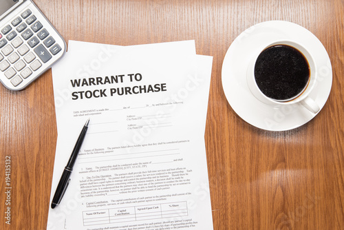 Warrant to purchase stock photo