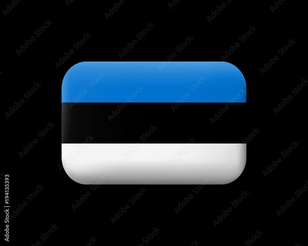 Flag of Estonia. Matted Vector Icon and Button. Rectangular Shape Flag of Estonia. Matted Vector Icon and Button. Rectangular Shape