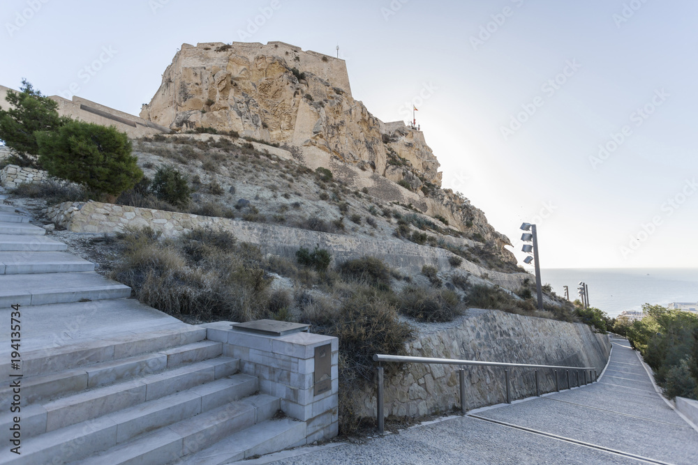 Fototapeta premium Santa Barbara castle fortress, historic monument. Alicante, Spain.