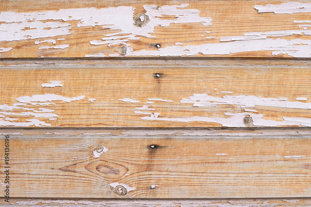 Fototapeta premium Light brown boards. Old white paint
