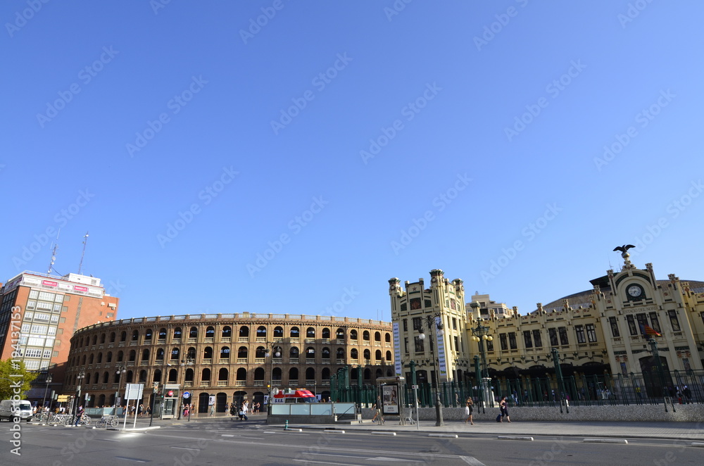 Valencia, Spain - August 18, 2017: Plaza de Toros de Valencia. It is one of the main attractions of the city because of the bullfight.