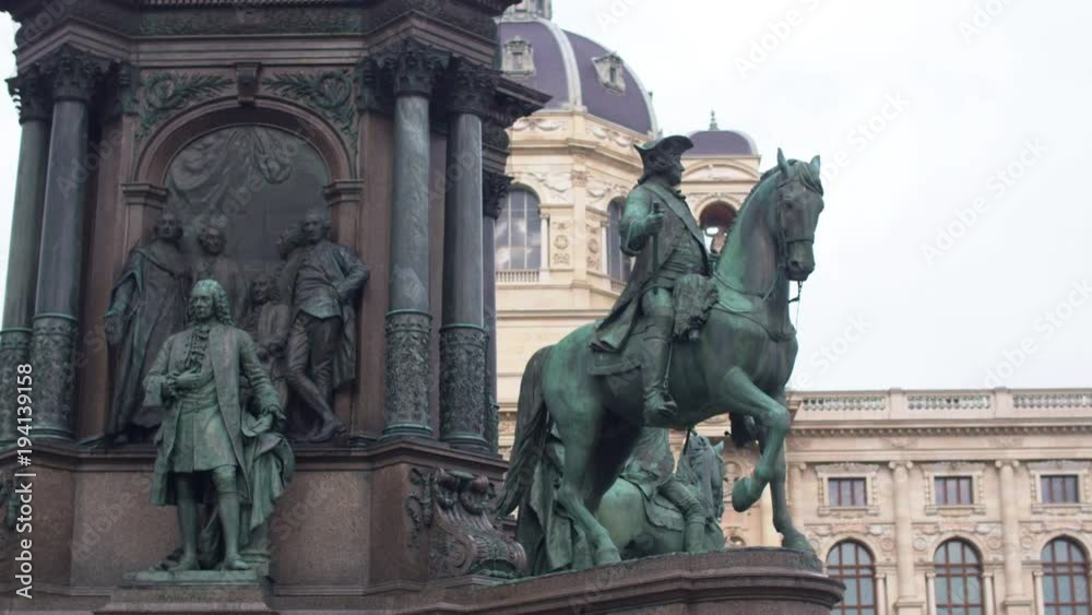 Historical monuments of ancient architecture in the heart of old Vienna. Dolly shot Historical monuments of ancient architecture in the heart of old Vienna. Dolly shot