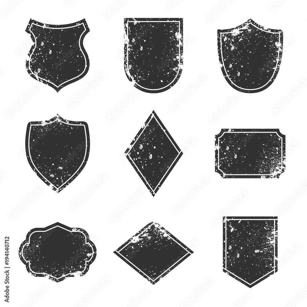 Grunge labels and design elements, borders and frames concept, Old vintage badges