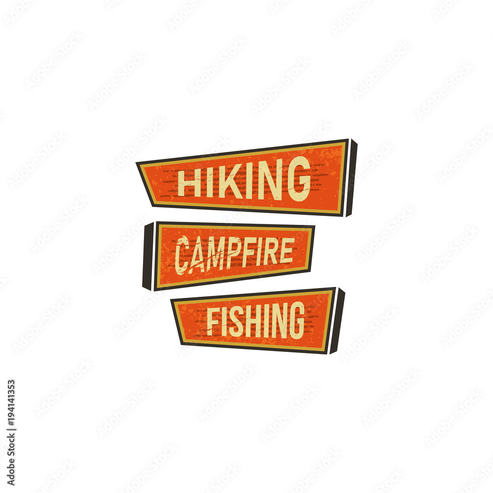 Vintage Hand drawn camping signs, travel badges - Hiking, campfire ...