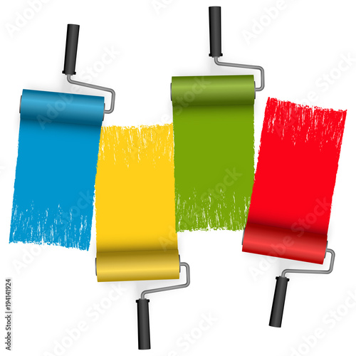 four colors paint roller concept