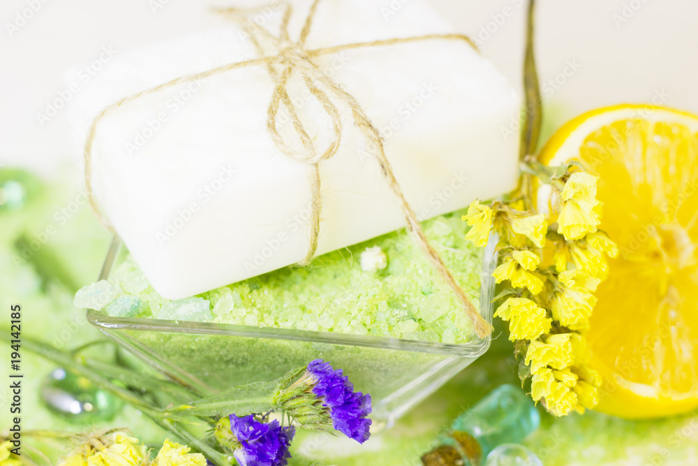 Spa concept with essential oil and lemon Spa concept with essential oil and lemon