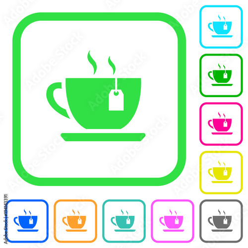 Cup of tea with teabag vivid colored flat icons