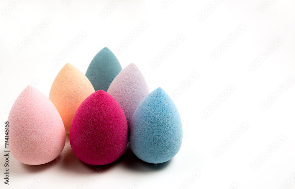 Group of beauty sponges on a white background. Space for text Group of beauty sponges on a white background. Space for text