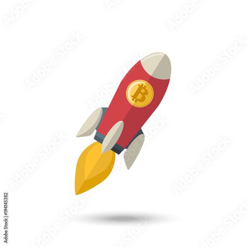 Bitcoin icon rocket ship