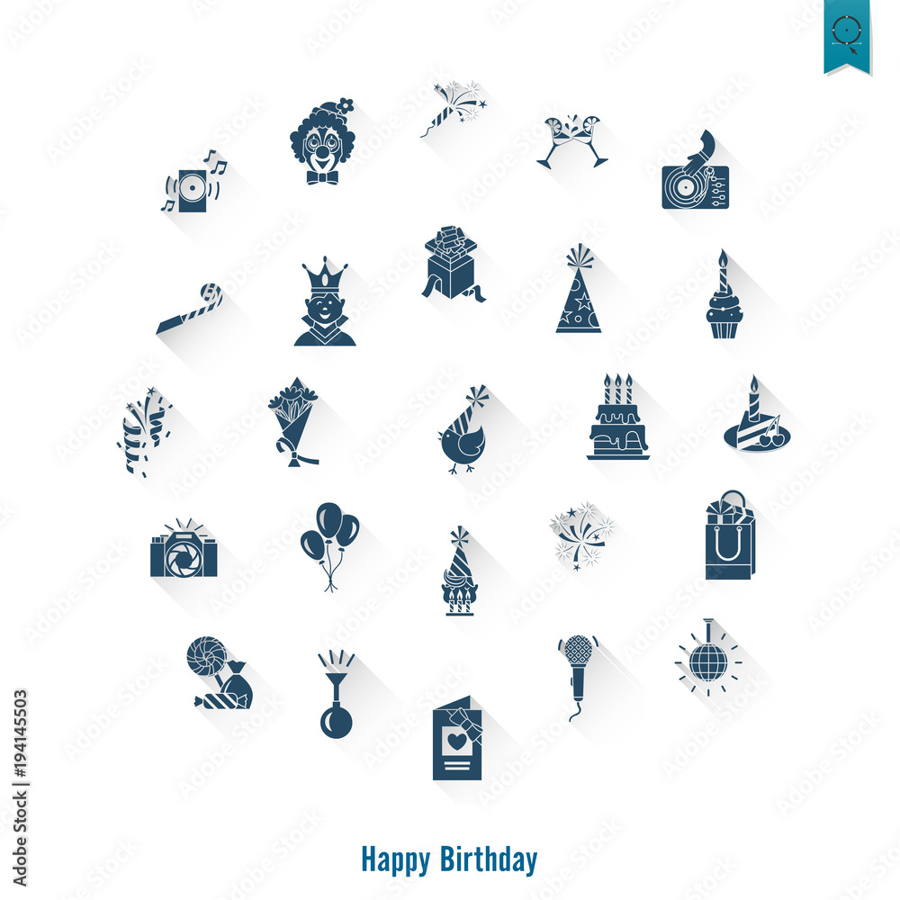 Happy Birthday Icons Set Happy Birthday Icons Set