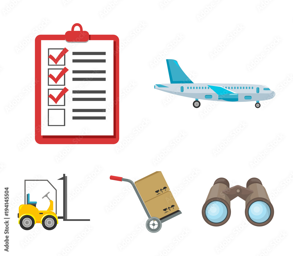 Cargo plane, cart for transportation, boxes, forklift,  ,set collection icons in cartoon style vector symbol  stock illustration web. Stock Vector | Adobe Stock