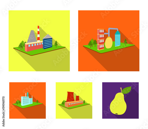 Processing factory,metallurgical plant. Factory and industry set collection icons in flat style isometric vector symbol stock illustration web.