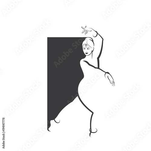 


illustration in the form of an Indian dancing girl in the form of a symbol or logo