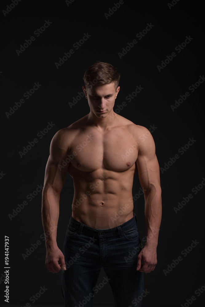 athlete on a black background