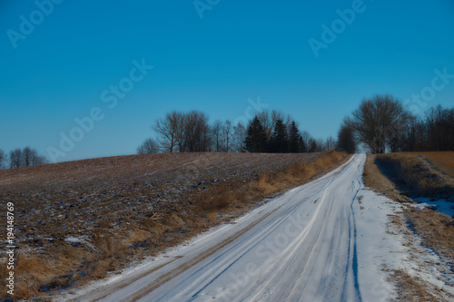 Winter farm road
