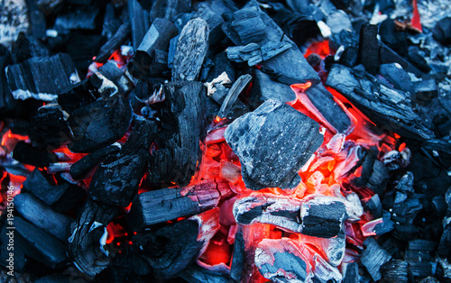 red-hot charcoals prepared for a barbecue, close up © Наталья Маяк