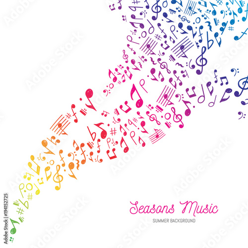 Music Background in Rainbow Summer Colors