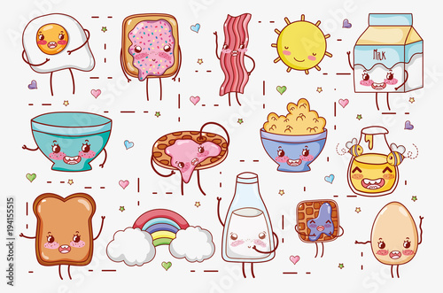 Sweet breakfast kawaii cute cartoons
