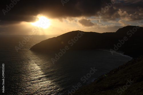 Scenic sunset over Atlantic Ocean. Achill Island Keem beach 