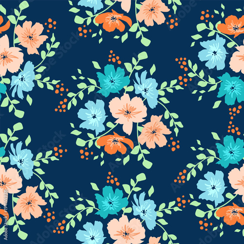 vector seamless floral pattern with daisy flowers