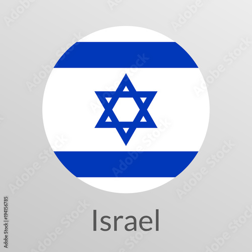 Flag of Israel round icon, badge or button. Israeli national symbol. Vector illustration.
