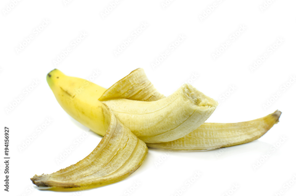 bitten banana isolate on white background