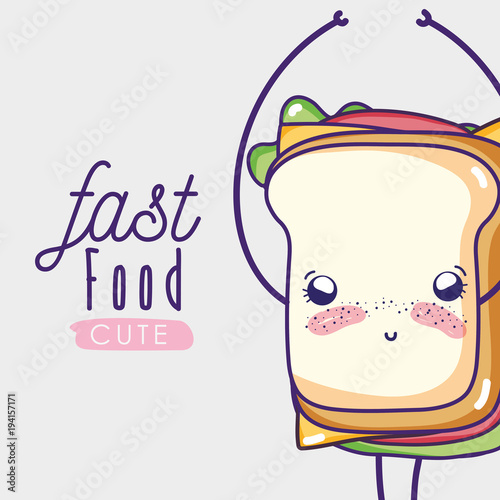 Sandwich cute kawaii cartoon