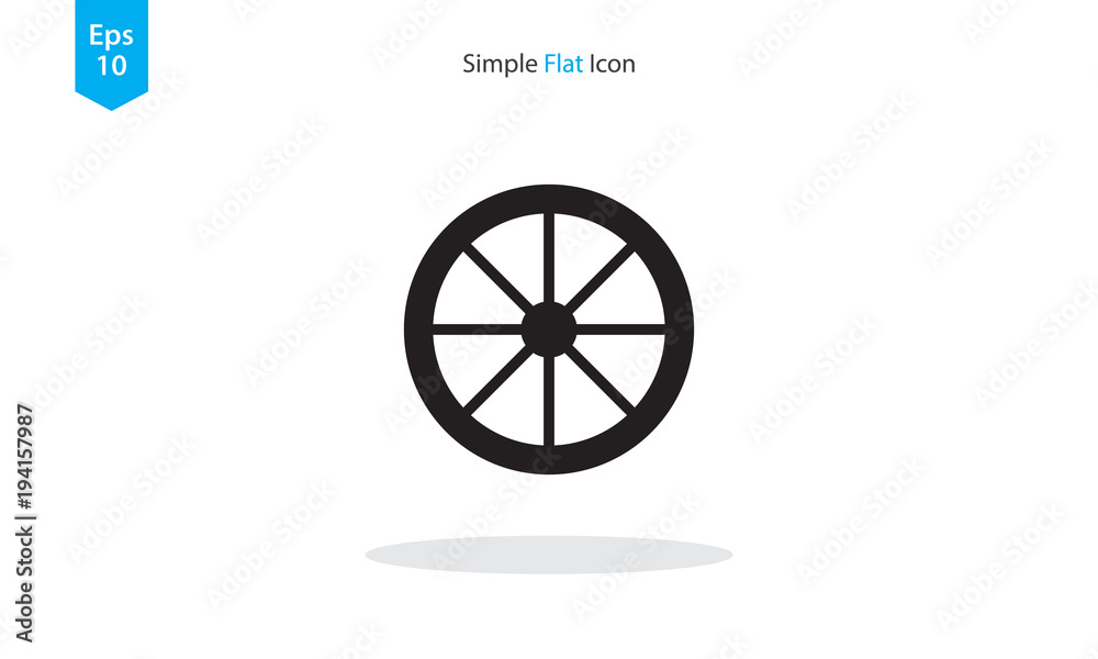 Old Wheel Icon. Vector Illustration