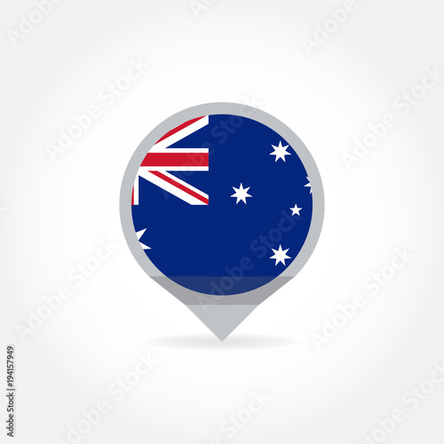 Free Download Flag of Australia icon in shape of map pointer or marker. Australian national symbol. Vector illustration. - GFXLoad
