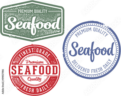 Seafood Restaurant Menu Design Stamps