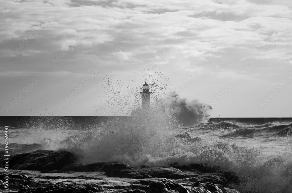 Infrared stormy seascape