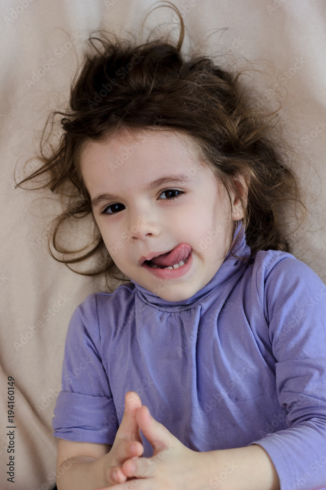 Fototapeta premium Portrait of young adorable kid girl.