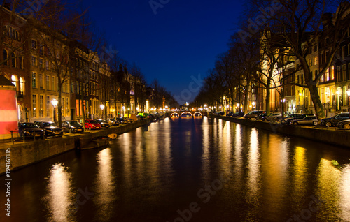 Night Amsterdam canal © noskaphoto