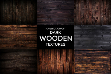 Dark wooden background or texture with natural pattern, collection