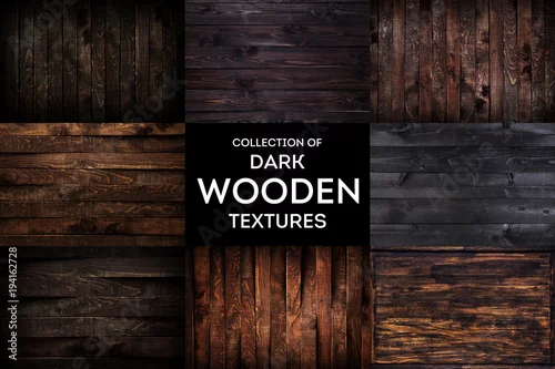 Naklejka na ścianę Ciemne drewniane tła lub tekstury z naturalnym wzorem, kolekcja