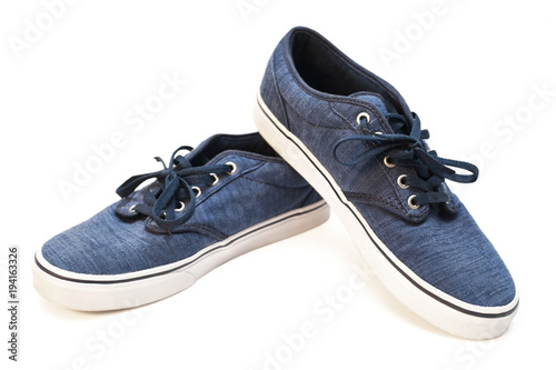 Sports shoes blue on white background