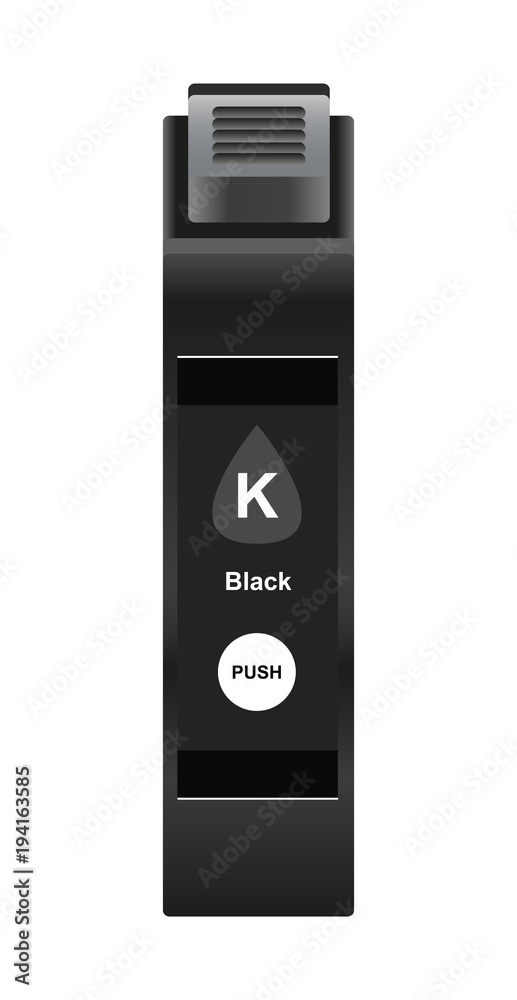 Vector illustration of Black ink cartridge isolated on white background Vector illustration of Black ink cartridge isolated on white background